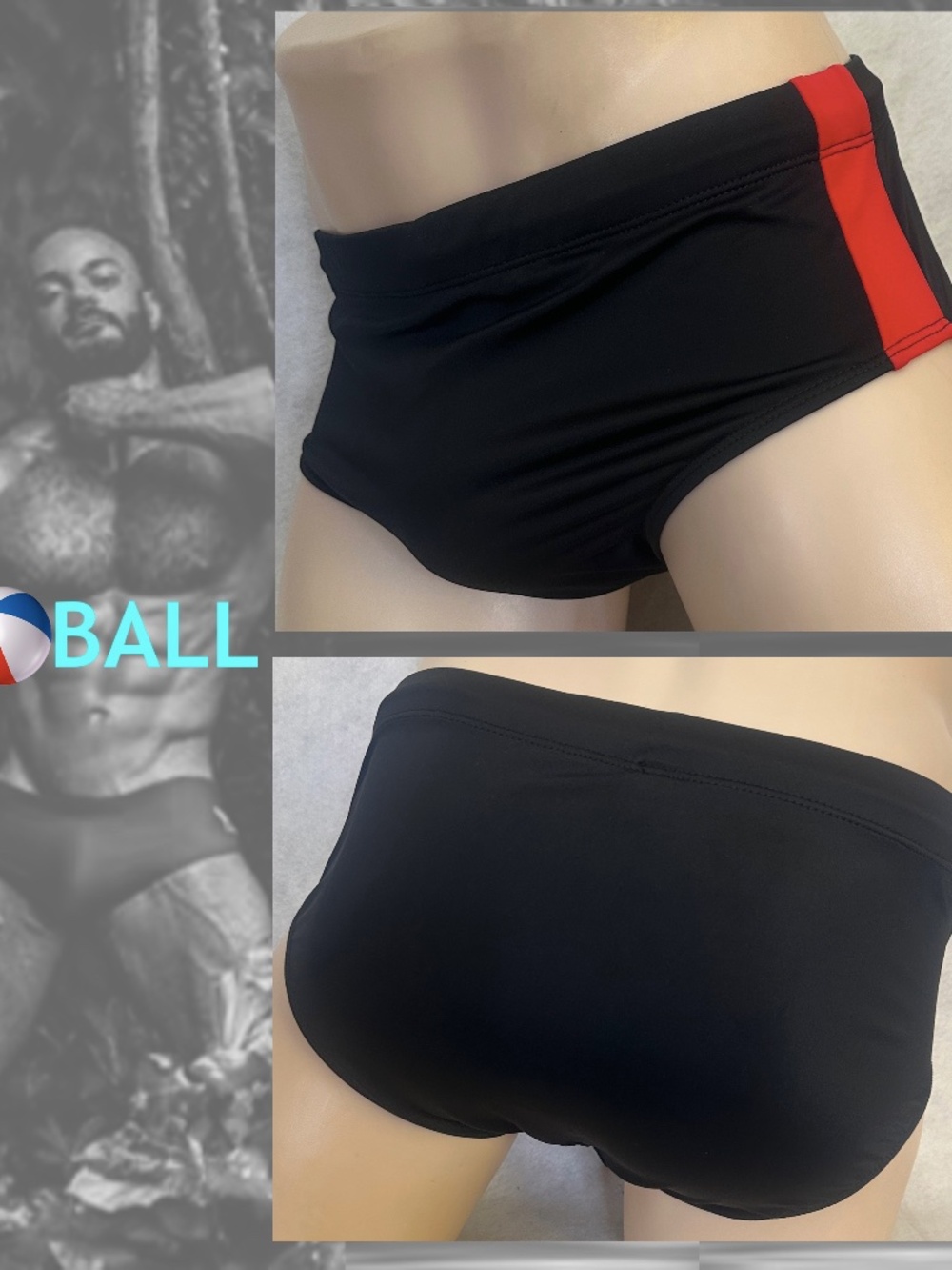 Ball Brazil Cut Swimsuit XL runs small 34-40" waist Gently worn 80% nylon